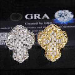 【US 3 Days Delivery】GL Cross Moissanite 925 Sterling Silver Hip Hop Ring
