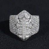GL Iced Out Gothic Tupac Cross Moissanite Diamond Ring
