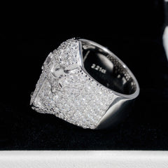 GL Iced Out Gothic Tupac Cross Moissanite Diamond Ring