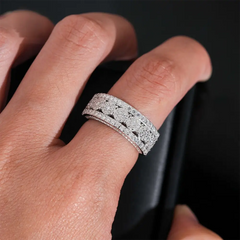 【US 3 Days Delivery】GL Iced Out Round cut Eternity Band Moissanite Ring