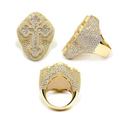 GL Hip Hop Cross Baguette Round Pave Moissanite Diamonds Ring
