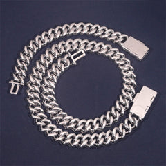 GL 15mm 4 Rows Cuban Link Chain Hiphop Iced Out 5A+ Diamond 14K Gold Plated