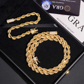 6MM Stainless Steel Rope Chain with VVS Moissanite Clasp - Silver Tone