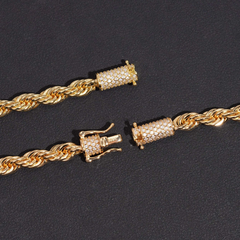 6MM Stainless Steel Rope Chain with VVS Moissanite Clasp - Silver Tone