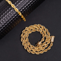 6MM Stainless Steel Rope Chain with VVS Moissanite Clasp - Silver Tone