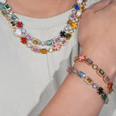 GL 5A Colored Zircon Combination White Opal Sparkling Necklace