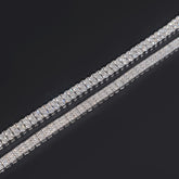 GL Iced Out S925 Silver Double Row Moissanite Diamond Tennis Necklace