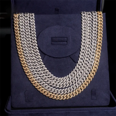 10MM 2 Rows VVS Moissanite Short Buckle Cuban Chain