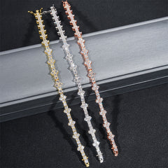 GL Mini Cross Silver VVS Moissanite Tennis Chain