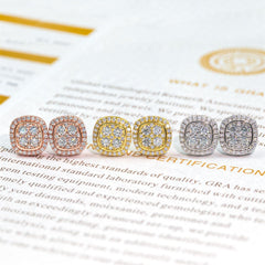 【US 3 Days Delivery】GL 10MM Mico Paved Full Moissanite lced Out Cushion Stud Earrings