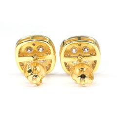 【US 3 Days Delivery】GL 10MM Mico Paved Full Moissanite lced Out Cushion Stud Earrings