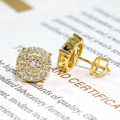 【US 3 Days Delivery】GL 10MM Mico Paved VVS Moissanite Round Stud Earrings