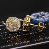 【US 3 Days Delivery】GL 10MM Mico Paved VVS Moissanite Round Stud Earrings