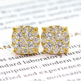 【US 3 Days Delivery】GL 10MM Mico Paved VVS Moissanite Squared Stud Earrings