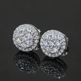 【US 3 Days Delivery】GL 10MM Mico Paved Full Moissanite lced Out Round Stud Earrings