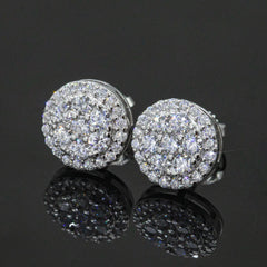 【US 3 Days Delivery】GL 10MM Mico Paved Full Moissanite lced Out Round Stud Earrings