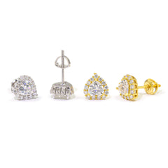 【US 3 Days Delivery】GL 8.5MM VVS Heart Cut Moissanite lced Out Stud Earrings 16K Gold Plated