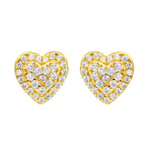 【US 3 Days Delivery】GL 10MM Micro Paved Moissanite lced Out Heart Stud Earrings