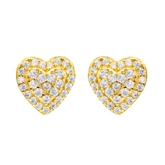 【US 3 Days Delivery】GL 10MM Micro Paved Moissanite lced Out Heart Stud Earrings
