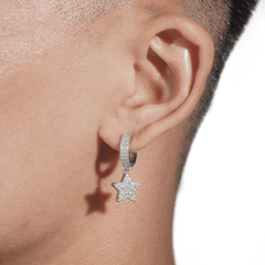 GL VVS Moissanite Diamon Pave Star Hoop Earrings