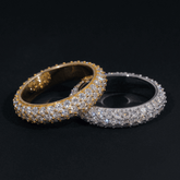 GL 3-Rows Vvs Moissanite Diamond Eternity Ring For Men Solid Silver Hip Hop Ring