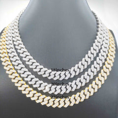 12.3MM 2 Rows Hip-Hop VVS Moissanite Cuban Chains Necklace