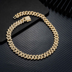 14MM 2 Rows VVS Moissanite EDG Cuban Link Chain