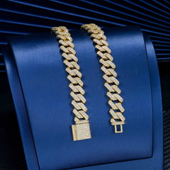 14MM 2 Rows VVS Moissanite EDG Cuban Link Chain