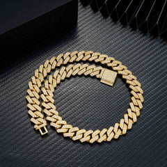 14MM 2 Rows VVS Moissanite EDG Cuban Link Chain