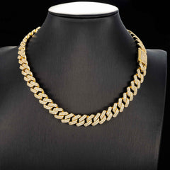 14MM 2 Rows VVS Moissanite EDG Cuban Link Chain