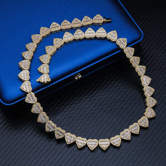GL Heart Shape Hip Hop Iced Out CZ Baguette Diamond Chain