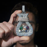 Custom Multiple Fancy Cut VVS Moissanite Moneybag Pendant