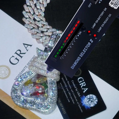 Custom Multiple Fancy Cut VVS Moissanite Moneybag Pendant