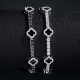 GL Black Onyx Clover 925 Silver Moissanite 3mm Tennis Chain