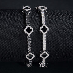 GL Black Onyx Clover 925 Silver Moissanite 3mm Tennis Chain