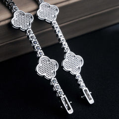 GL Four leaf Clover 925 Silver VVS Moissanite Bracelet Tennis Chain