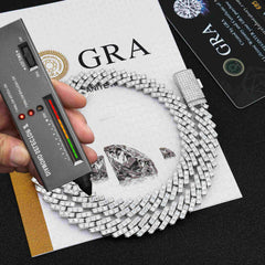 10MM 1 Row VVS Moissanite Miami Cuban Link Chain