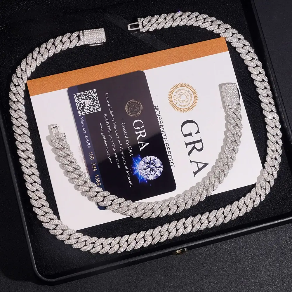 10MM 2 Rows VVS Moissanite Real Miami Cuban Chain