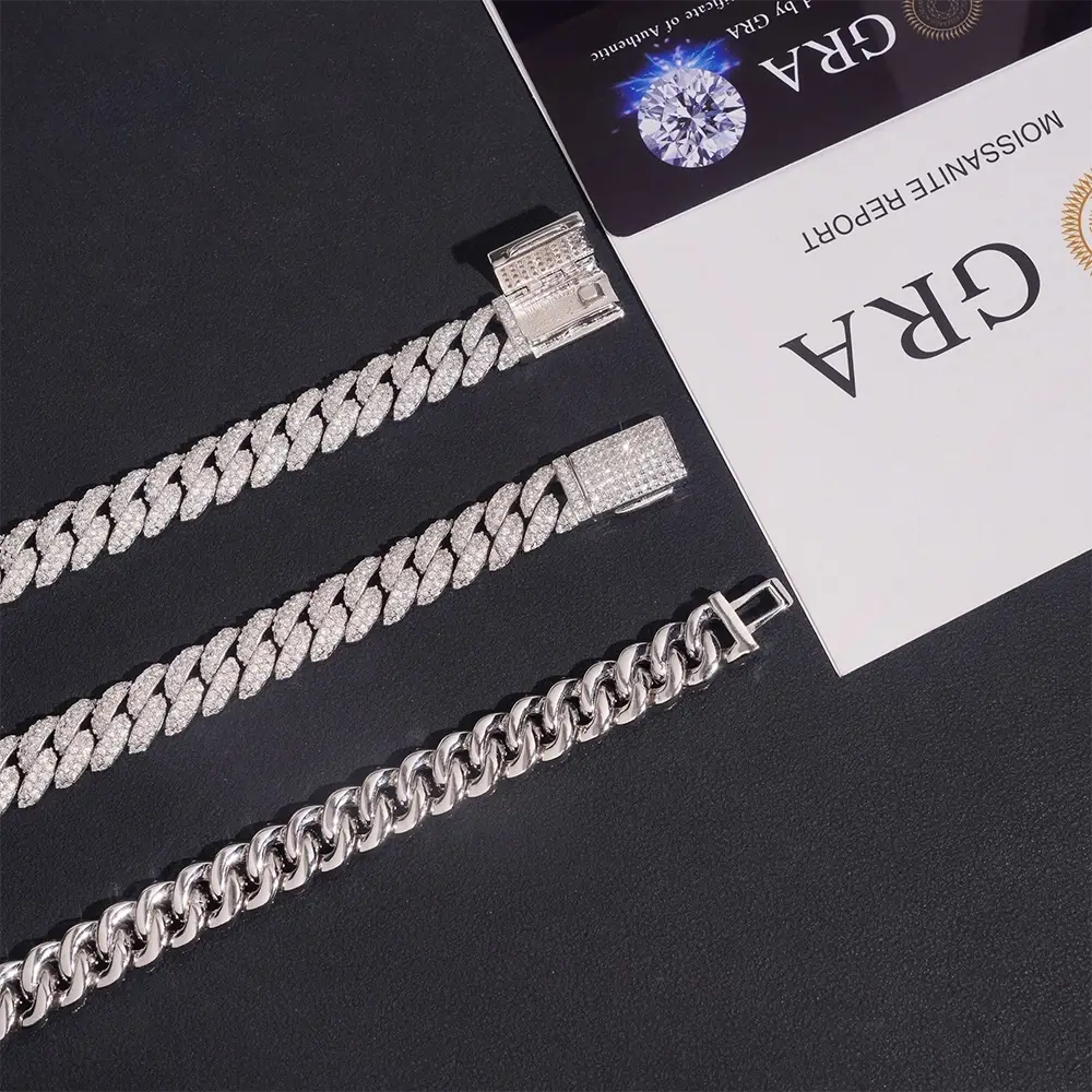 10MM 2 Rows VVS Moissanite Real Miami Cuban Chain