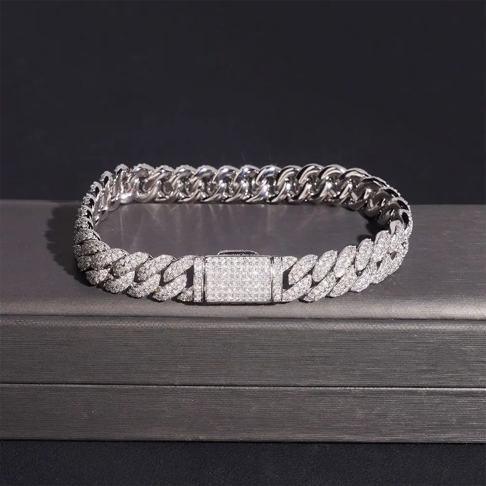 10MM 2 Rows VVS Moissanite Real Miami Cuban Chain