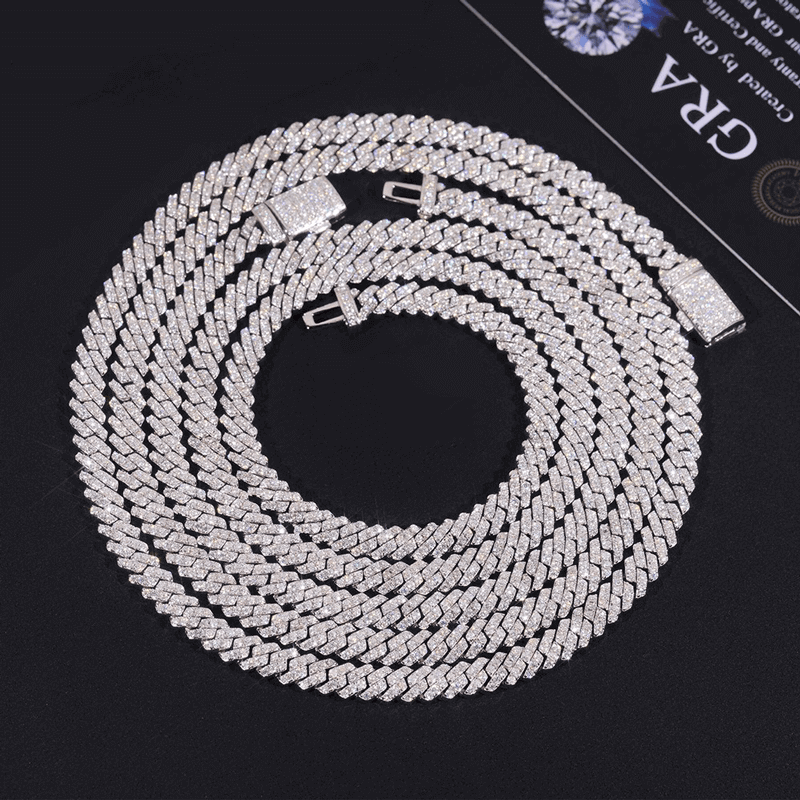 5MM VVS Moissanite Prong Edge Cuban Chain