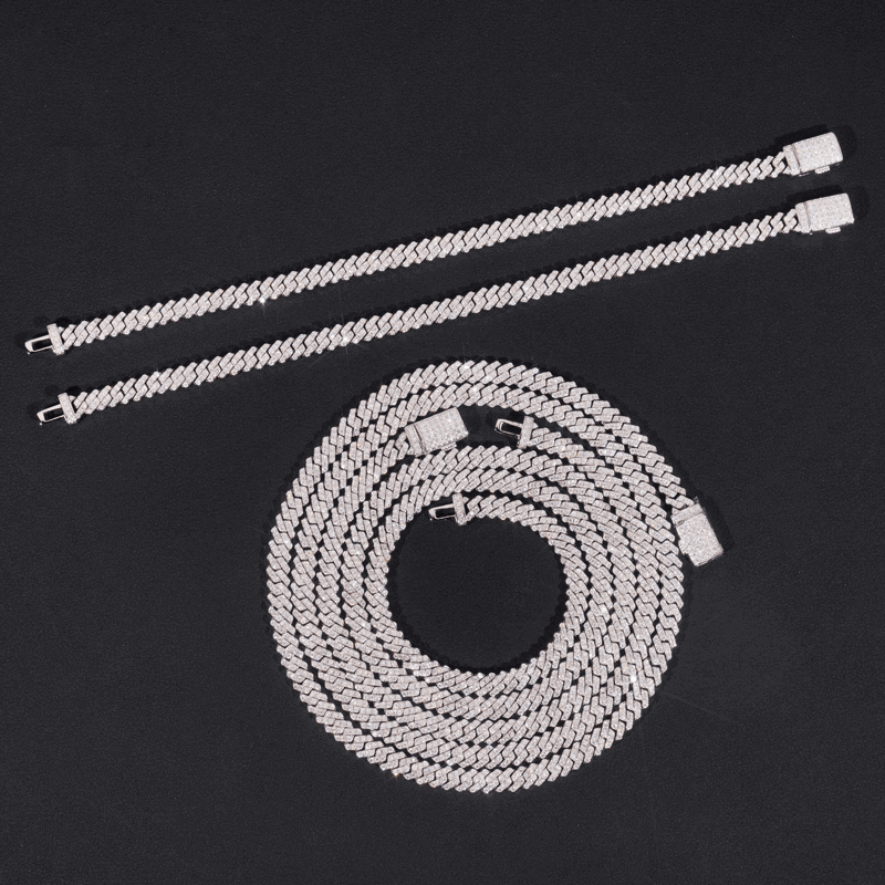 5MM VVS Moissanite Prong Edge Cuban Chain