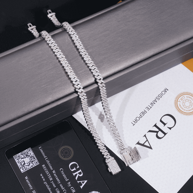 5MM VVS Moissanite Prong Edge Cuban Chain