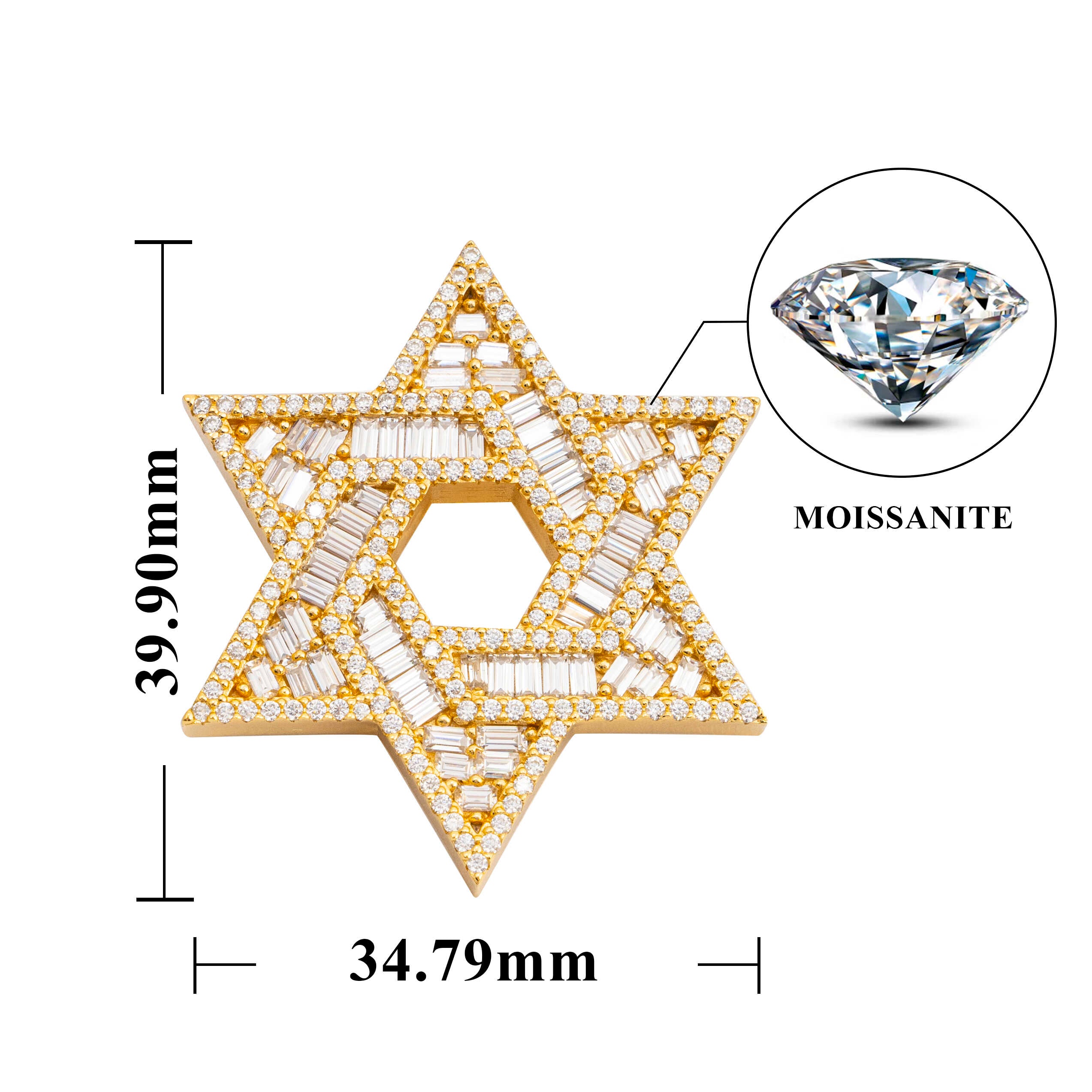 GL Iced Out Hip Hop Brass Zircon Hexagram Pendant