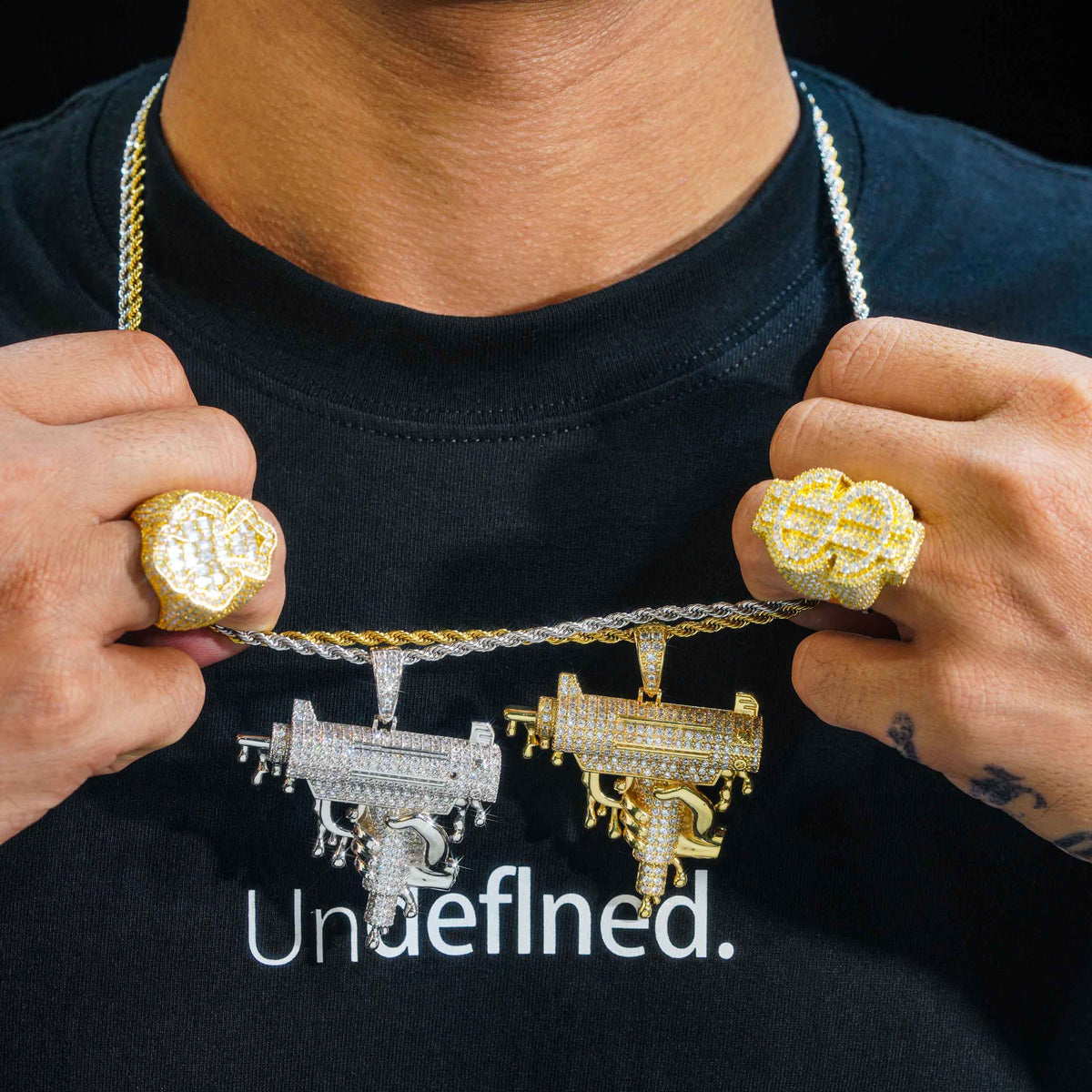 GL Hip Hop People’s Favorite gun shaped Brass Zircon Pendant