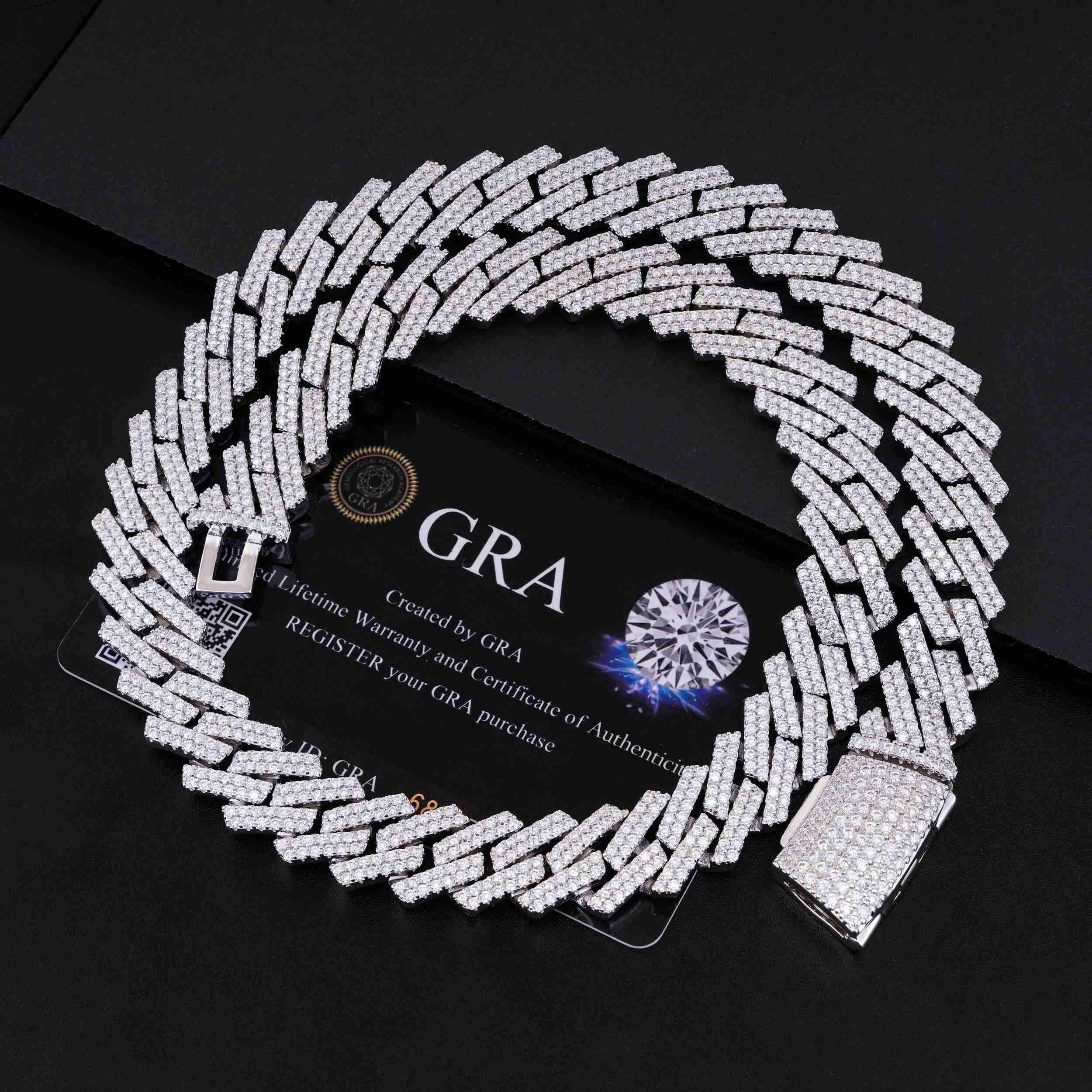 13.5MM 2 Rows VVS Moissanite Cuban Link Chain