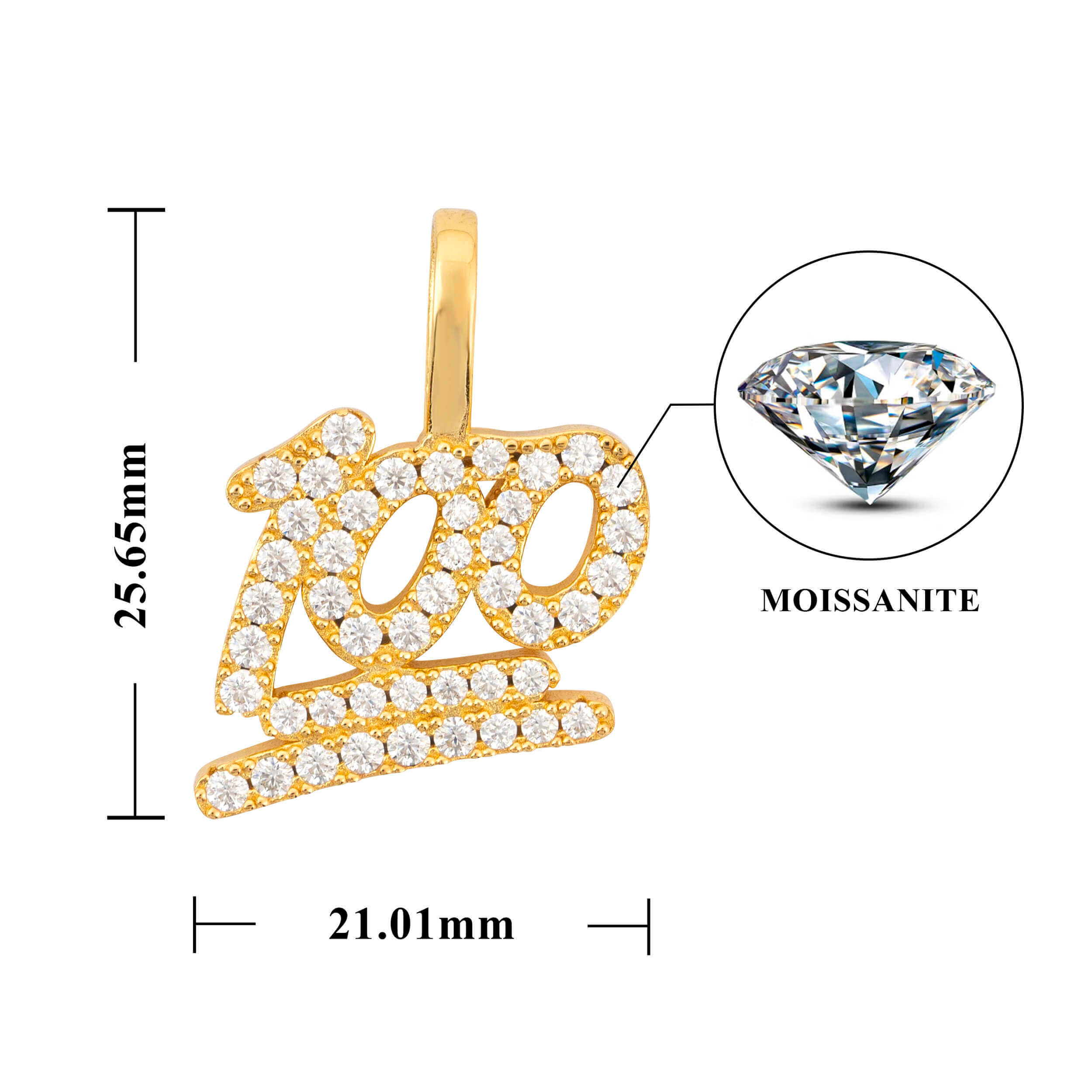 GL Hip Hop Moissanite Iced Out Custom-made "100" Pendant