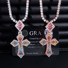 GL Color Cross Hip Hop Silver Color Moissanite Pendant
