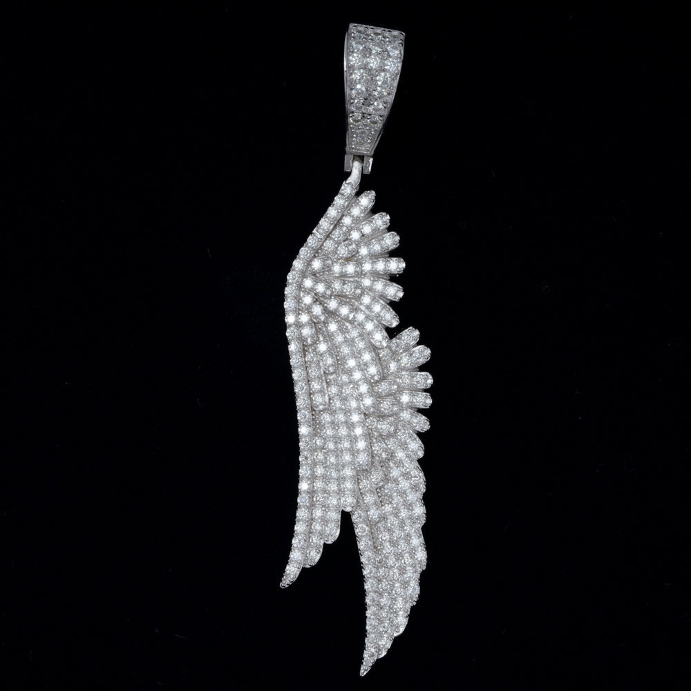 GL Angel Wing Iced Out S925 Silver Moissanite Pendant