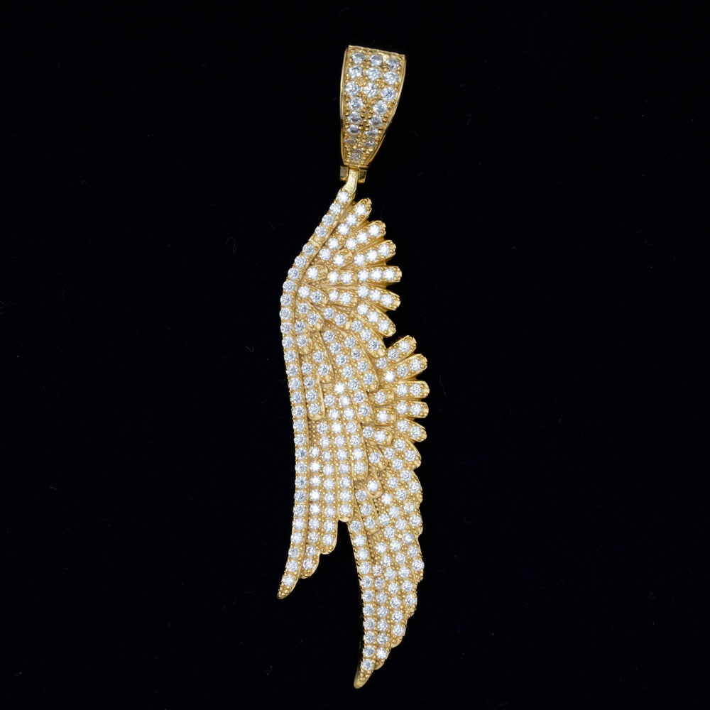 GL Angel Wing Iced Out S925 Silver Moissanite Pendant